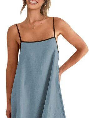 Shy Velvet Women's 2026 Summer Linen Maxi Dress Size SMALL COLOR ANGEL BLUE